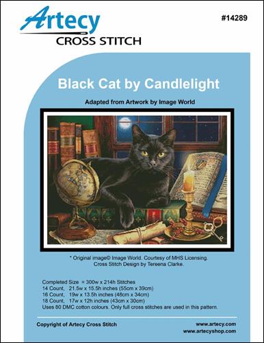 Black Cat by Candlelight - Artecy Cross Stitch