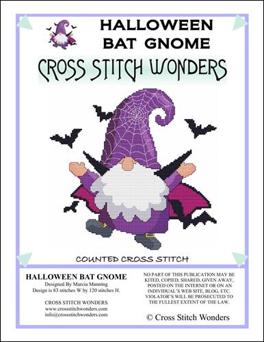 Halloween Bat Gnome - Cross Stitch Wonders