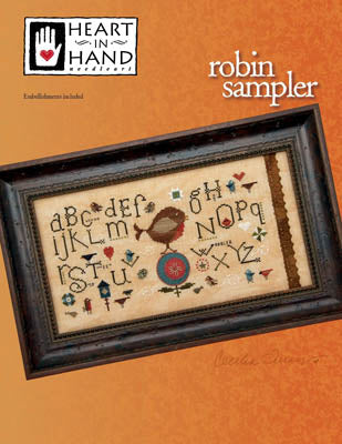 Robin Sampler (w/embellishments) - Heart In Hand
