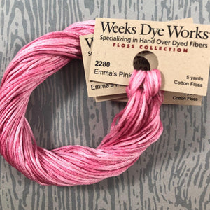 Emma's Pink Weeks Dye Works 6 Strand Hand-Dyed Embroidery Floss