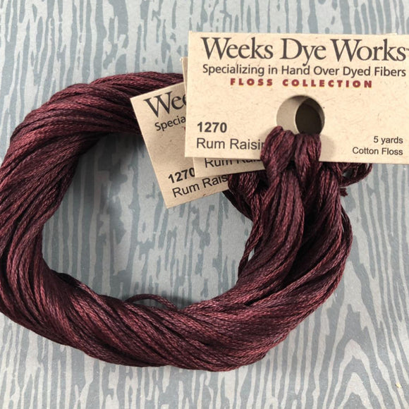 Rum Raisin Weeks Dye Works 6 Strand Hand-Dyed Embroidery Floss