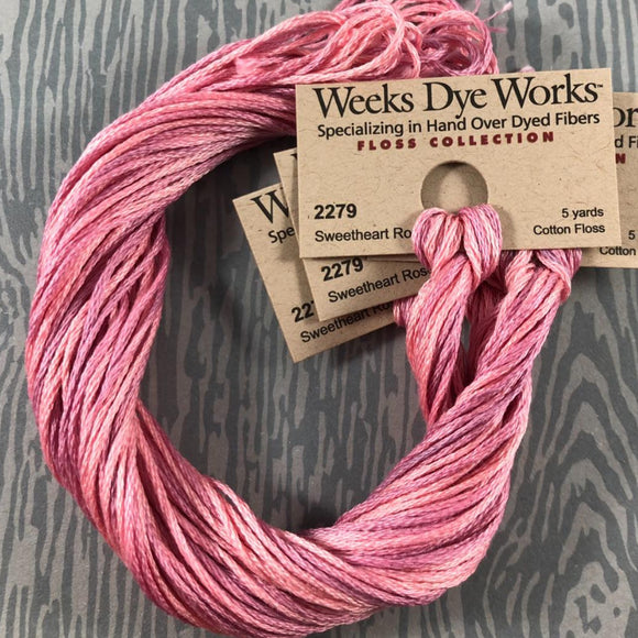 Sweetheart Rose Weeks Dye Works 6 Strand Hand-Dyed Embroidery Floss