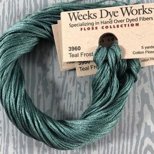 Teal Frost Weeks Dye Works 6 Strand Hand-Dyed Embroidery Floss
