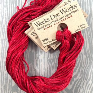 Turkish Red Weeks Dye Works 6 Strand Hand-Dyed Embroidery Floss